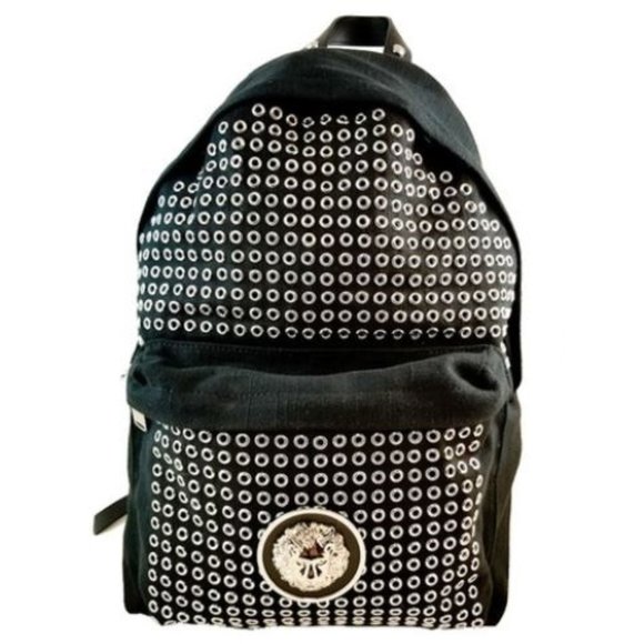 Versus Versace Lion Head Stud Canvas Backpack - Picture 1 of 16